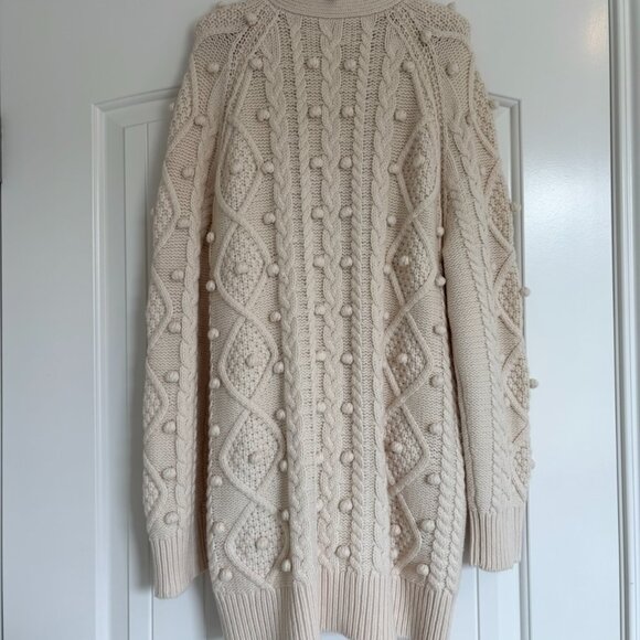 Aritzia Wilfred Alps Cardigan Cable Knit Pom Sweater Small - Picture 5 of 7